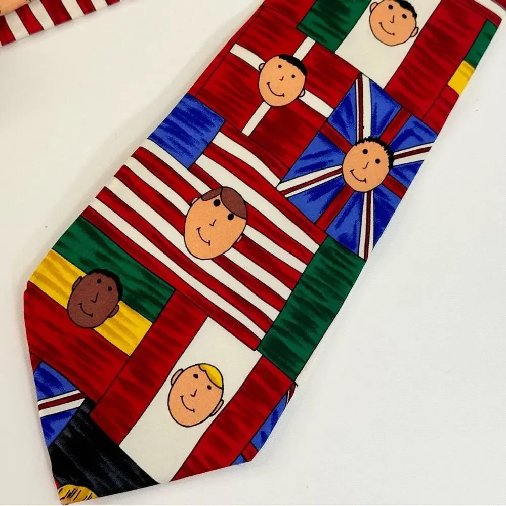 Save The Children Tom-Age 15 Children Of The World Silk Tie Multi‎ Mens One Size